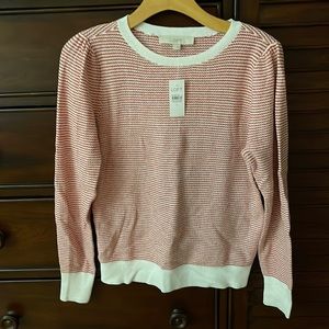 LOFT small red and white sweater NWT
